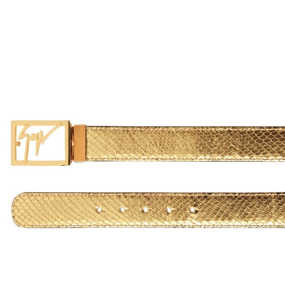 giuseppe zanotti NEW gold leather logo buckle belt - Picture 2 of 5